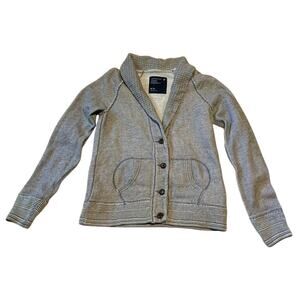 American Eagle AEO Sweater Cardigan Women Size Medium Gray 4 Cotton Button Vneck